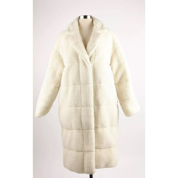 $2,250 Moncler Bagaud Down Reversible Faux Shearling Fur Coat SZ 2/M White LNWOT - Picture 1 of 16